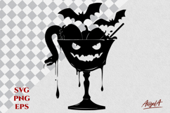 Cocktail glass snakes Halloween horror face SVG Product Image 1