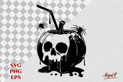Cocktail glass silhouette SVG Halloween pumpkin face Spiders Product Image 1
