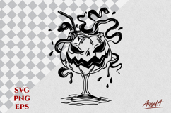 Horror wine glass silhouette SVG spooky Halloween clipart Product Image 1