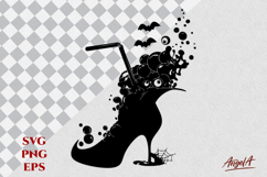 Witch boot silhouette Halloween witches brew Cocktail SVG Product Image 1