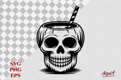 Wine Cocktail glass SVG Halloween horror skull pumpkin face Product Image 1