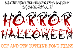 Horror Halloween Lettering Font Splatter Blood ABC OTF Type by Squeeb Creative