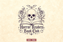 Horror Readers Book Club SVG, Gothic Skull Book Dark PNG Product Image 1