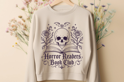 Horror Readers Book Club SVG, Gothic Skull Book Dark PNG Product Image 2