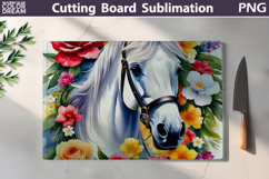 Watercolor Horse Cutting Board | Glass Kitchen Cutting Board Product Image 1