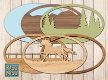 Horse/oval sign/laser cut files/ SVG/ DXF/CDR Product Image 2