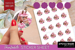 Horse Flowers Round Sticker Cute Farm Printable Sticker Product Image 1