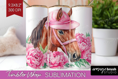 Horse Flowers Tumbler Wrap Cute Farm Tumbler PNG Sublimation Product Image 1
