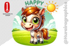 Cute Horse Clipart - PNG File Product Image 1