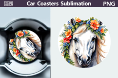Horse Car Coaster | Watercolor Horse Sublimation Product Image 1