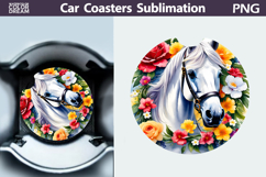 Horse Car Coaster | Watercolor Horse Sublimation Product Image 1