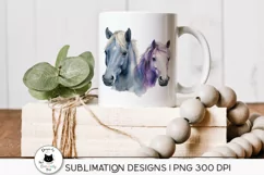 2 horses png design shown on a mug