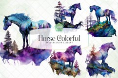 Colorful Horse Watercolor Sublimation Clipart Product Image 1