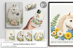 Digital Paper Horse Embroidery Product Image 1