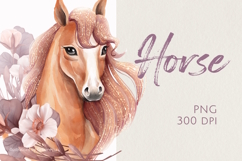 Elegant Horse Floral Illustration - PNG Product Image 1