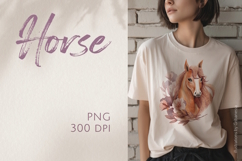 Elegant Horse Floral Illustration - PNG Product Image 2
