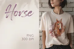 Elegant Horse Floral Illustration - PNG Product Image 2