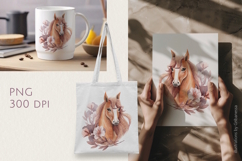 Elegant Horse Floral Illustration - PNG Product Image 3