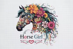 Halloween PNG, Floral Horse Girl Boho Product Image 1