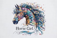 Halloween PNG, Floral Horse Girl Boho Product Image 1