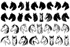 Horse Head Silhouettes SVG Bundle: Clipart, Vector Graphics Product Image 1