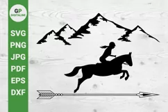 Horse Rider SVG, Arrow and Mountain PNG Product Image 1