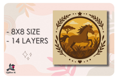 Horse Animal Colored Shadow box SVG Papercut template Product Image 2