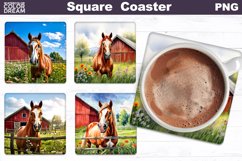 Horse Square Coaster | Farm Animal Square Coaster Product Image 1