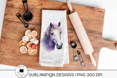 white horse illustration shown on a kitchen towel