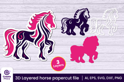 horse svg-horse cutting file-3d layered cutting file-laser cutting-laser cut-illustration