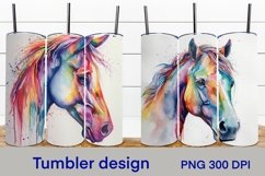 Rainbow horse tumbler sublimation design wrap 20 Oz, horse tumbler design, animals tumbler sublimation wrap.