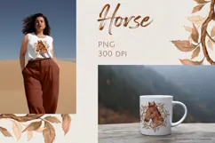 Horse with Autumn Wreath PNG illustration Product Image 2