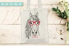 Horse SVG|Horse head SVG|Horse with Bowtie and Glasses SVG Product Image 3