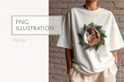 Horse in a Fir Wreath. PNG illustration Product Image 1
