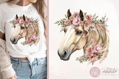 Horse With Flowers Png for Sublimation by Mastilo Designs