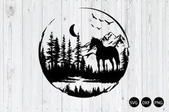 Horse With Forest And Mountain SVG, Horse SVG Product Image 1