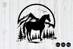 Horse With Forest And Mountain SVG, Horse SVG Product Image 1
