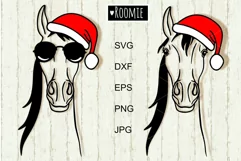 Horses With Santa Hat SVG, Christmas Farm Animals, farmhouse Product Image 1