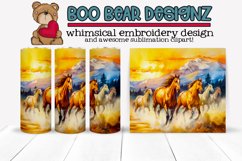 Watercolor Wild Mustang Horses Sublimation tumbler design Product Image 1