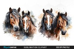 Watercolor Horse PNG Set Clipart Product Image 1