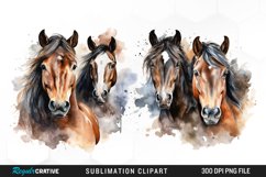 Watercolor Horse PNG Set Clipart Product Image 1