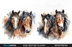 Watercolor Horse PNG Set Clipart Product Image 1