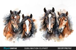 Watercolor Horse PNG Set Clipart Product Image 1