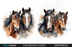 Watercolor Horse PNG Set Clipart Product Image 1