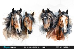 Watercolor Horse PNG Set Clipart Product Image 1