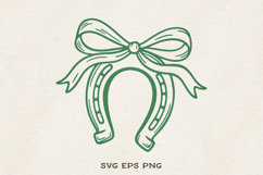 Lucky Horseshoe SVG | Bow Horseshoe Line Art | St Patricks Product Image 1