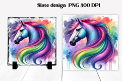 Rainbow horse slate sublimation | Farm animal PNG design Product Image 1