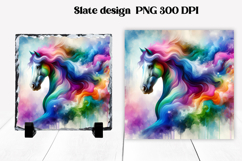 Rainbow horse slate sublimation | Farm animal PNG design Product Image 1