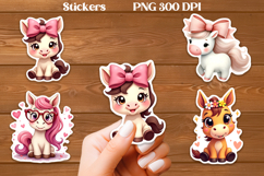 Cute horse stickers PNG | Cute farm animal sticker printable Product Image 1