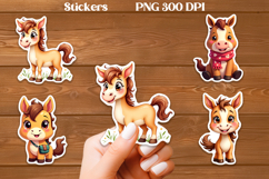 Cute horse stickers PNG | Cute farm animal sticker printable Product Image 1